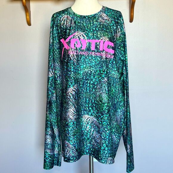 Xotic Camo and Fishing Gear Long Sleeve Colorful Snakeskin Pattern with Feathers - Picture 1 of 8